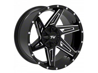 TW Offroad T4 Spin Gloss Black with Milled Spokes 6-Lug Wheel; 20x9; 0mm Offset (19-23 Ranger)