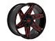 TW Offroad T4 Spin Gloss Black with Red 6-Lug Wheel; 20x9; 0mm Offset (19-23 Ranger)