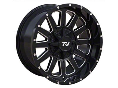 TW Offroad T5 Triangle Gloss Black with Milled Spokes 6-Lug Wheel; 20x10; -12mm Offset (19-23 Ranger)