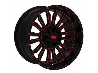TW Offroad T6 Speed Gloss Black with Red 6-Lug Wheel; 20x10; -12mm Offset (19-23 Ranger)