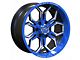 TW Offroad TF1 Black Machined with Blue 6-Lug Wheel; 20x10; -12mm Offset (19-23 Ranger)