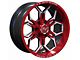 TW Offroad TF1 Black Machined with Red 6-Lug Wheel; 20x10; -12mm Offset (19-23 Ranger)