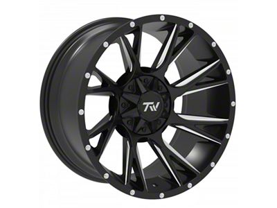 TW Offroad T12 Blade Gloss Black with Milled Spokes 5-Lug Wheel; 20x10; -12mm Offset (94-01 RAM 1500)