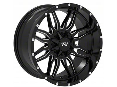 TW Offroad T11 Sword Gloss Black with Milled Spokes 6-Lug Wheel; 20x10; -12mm Offset (99-06 Silverado 1500)