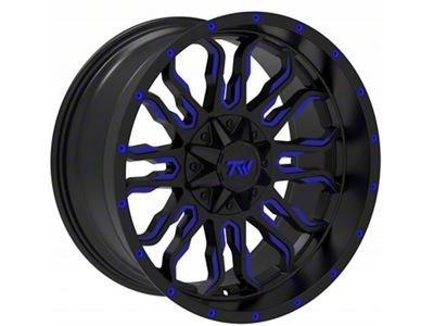 TW Offroad T8 Flame Gloss Black with Blue 6-Lug Wheel; 20x10; -12mm Offset (99-06 Silverado 1500)