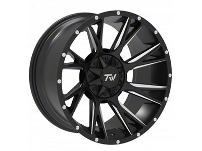 TW Offroad T12 Blade Gloss Black with Milled Spokes 6-Lug Wheel; 20x10; -12mm Offset (23-24 Canyon)