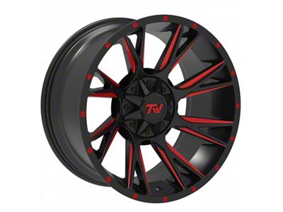 TW Offroad T12 Blade Gloss Black with Red 6-Lug Wheel; 20x10; -12mm Offset (23-24 Canyon)