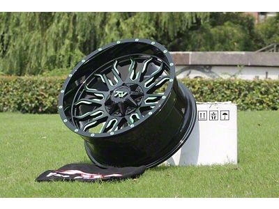 TW Offroad T8 Flame Gloss Black with Green 6-Lug Wheel; 20x10; -12mm Offset (23-24 Canyon)