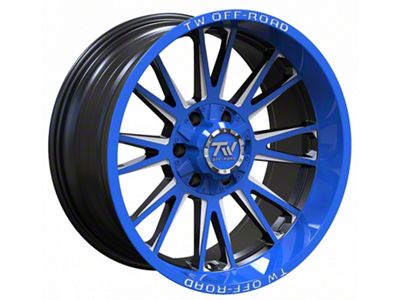 TW Offroad TF2 Black Machined with Blue 6-Lug Wheel; 20x10; -12mm Offset (23-25 Canyon)