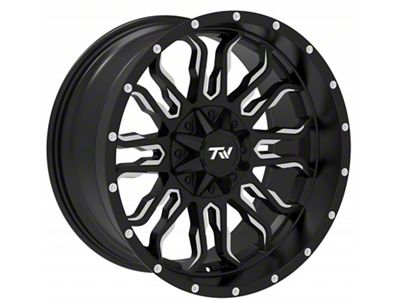 TW Offroad T8 Flame Gloss Black with Milled Spokes 5-Lug Wheel; 20x10; -12mm Offset (05-11 Dakota)