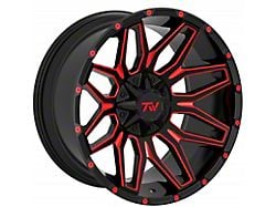 TW Offroad T3 Lotus Gloss Black with Red 6-Lug Wheel; 20x9; 0mm Offset (21-24 F-150)