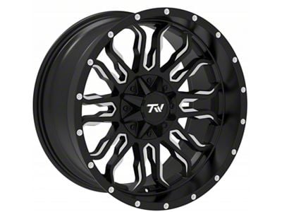 TW Offroad T8 Flame Gloss Black with Milled Spokes 5-Lug Wheel; 20x10; -12mm Offset (02-08 RAM 1500, Excluding Mega Cab)