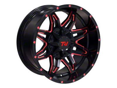 TW Offroad T2 Spider Gloss Black with Red 6-Lug Wheel; 20x10; -12mm Offset (2024 Ranger)