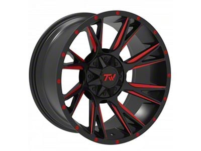 TW Offroad T12 Blade Gloss Black with Red 6-Lug Wheel; 20x10; -12mm Offset (19-24 Silverado 1500)