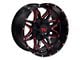TW Offroad T2 Spider Gloss Black with Red 6-Lug Wheel; 20x10; -12mm Offset (19-24 Silverado 1500)