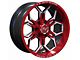 TW Offroad TF1 Black Machined with Red 6-Lug Wheel; 20x10; -12mm Offset (19-24 Silverado 1500)