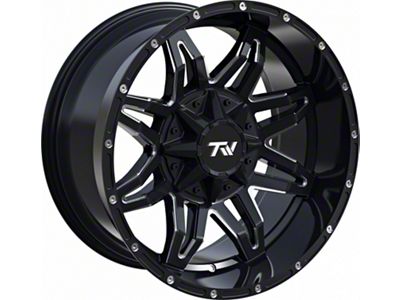 TW Offroad T2 Spider Gloss Black with Milled Spokes 6-Lug Wheel; 20x10; -12mm Offset (21-24 Tahoe)