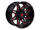 TW Offroad T2 Spider Gloss Black with Red 6-Lug Wheel; 20x10; -12mm Offset (21-24 Tahoe)