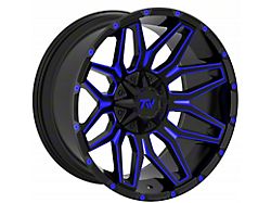 TW Offroad T3 Lotus Gloss Black with Blue 6-Lug Wheel; 20x10; -12mm Offset (21-24 Tahoe)