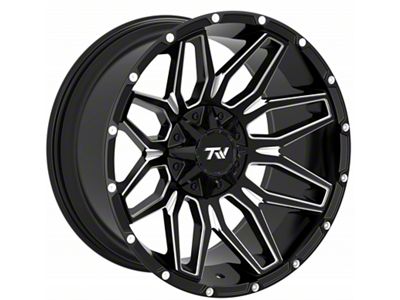 TW Offroad T3 Lotus Gloss Black with Milled Spokes 6-Lug Wheel; 22x12; -44mm Offset (21-24 Tahoe)