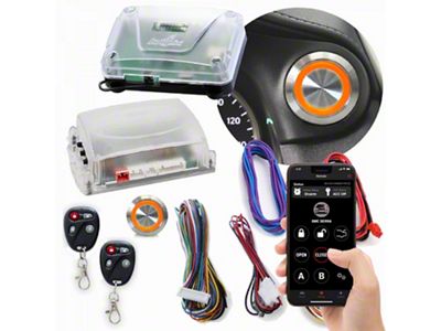 Billet Push Button Engine Start/Stop with Keyless Entry and Remote Start; Orange LED (Universal; Some Adaptation May Be Required)