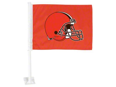 Car Flag with Cleveland Browns Logo; Orange (Universal; Some Adaptation May Be Required)