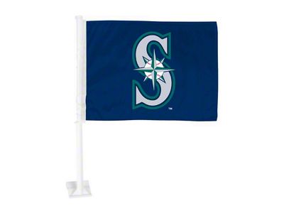 Car Flag with Seattle Mariners Logo; Navy (Universal; Some Adaptation May Be Required)