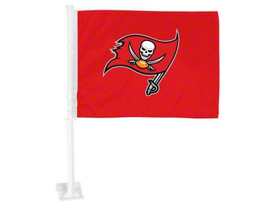 Car Flag with Tampa Bay Buccaneers Logo; Red (Universal; Some Adaptation May Be Required)