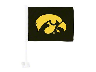 Car Flag with University of Iowa Logo; Black (Universal; Some Adaptation May Be Required)