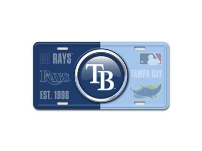 Embossed Metal License Plate with Tampa Bay Rays Logo; Navy / Light Blue (Universal; Some Adaptation May Be Required)