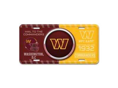 Embossed Metal License Plate with Washington Commanders Logo; Maroon / Yellow (Universal; Some Adaptation May Be Required)