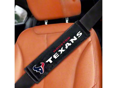 Embroidered Seatbelt Pads with Houston Texans Logo; Black (Universal; Some Adaptation May Be Required)