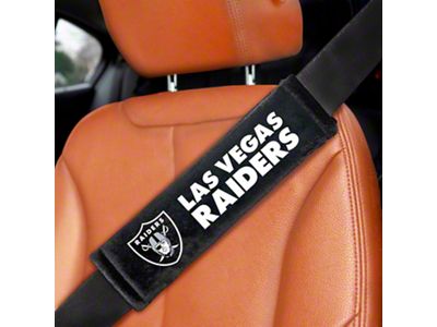 Embroidered Seatbelt Pads with Las Vegas Raiders Logo; Black (Universal; Some Adaptation May Be Required)