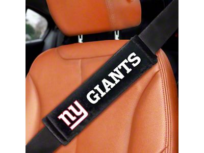 Embroidered Seatbelt Pads with New York Giants Logo; Black (Universal; Some Adaptation May Be Required)