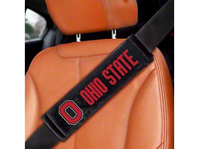 Embroidered Seatbelt Pads with Ohio State Logo; Black (Universal; Some Adaptation May Be Required)