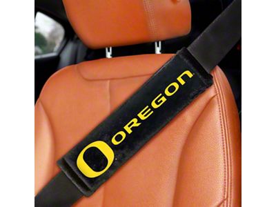 Embroidered Seatbelt Pads with Oregon Logo; Black (Universal; Some Adaptation May Be Required)