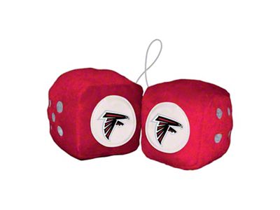 Fuzzy Dice with Atlanta Falcons Logo; Red (Universal; Some Adaptation May Be Required)