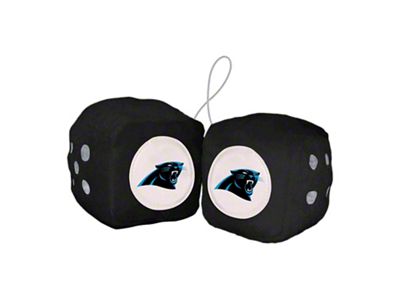 Fuzzy Dice with Carolina Panthers Logo; Black (Universal; Some Adaptation May Be Required)