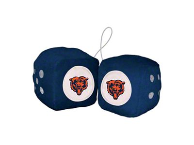 Fuzzy Dice with Chicago Bears Logo; Navy (Universal; Some Adaptation May Be Required)