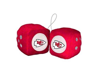 Fuzzy Dice with Kansas City Chiefs Logo; Red (Universal; Some Adaptation May Be Required)