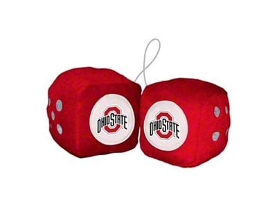 Fuzzy Dice with Ohio State University Logo; Red (Universal; Some Adaptation May Be Required)