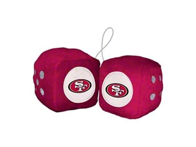 Fuzzy Dice with San Francisco 49ers Logo; Red (Universal; Some Adaptation May Be Required)