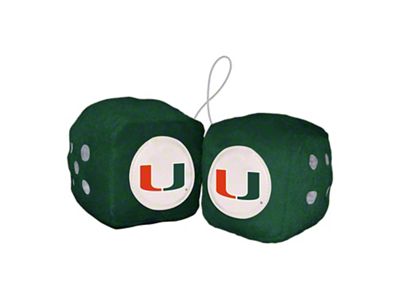 Fuzzy Dice with University of Miami Logo; Green (Universal; Some Adaptation May Be Required)