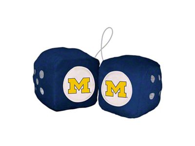 Fuzzy Dice with University of Michigan Logo; Blue (Universal; Some Adaptation May Be Required)