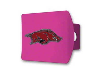 Hitch Cover with Arkansas Logo; Pink (Universal; Some Adaptation May Be Required)