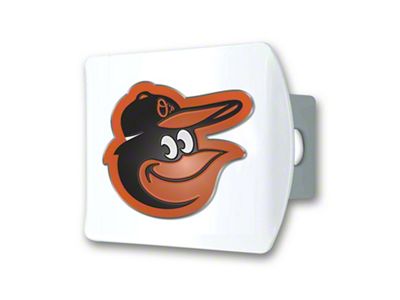 Hitch Cover with Baltimore Orioles Logo; White (Universal; Some Adaptation May Be Required)