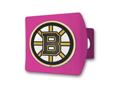 Hitch Cover with Boston Bruins Logo; Pink (Universal; Some Adaptation May Be Required)