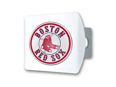 Hitch Cover with Boston Red Sox Logo; White (Universal; Some Adaptation May Be Required)