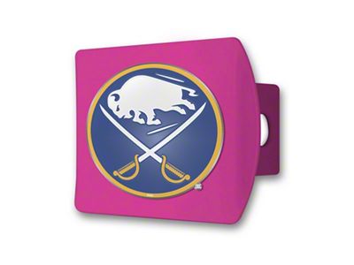 Hitch Cover with Buffalo Sabres Logo; Pink (Universal; Some Adaptation May Be Required)