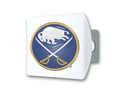 Hitch Cover with Buffalo Sabres Logo; White (Universal; Some Adaptation May Be Required)